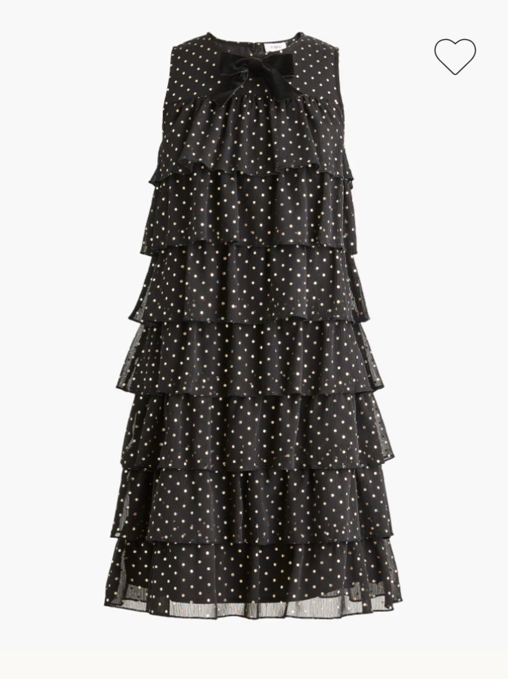J. Crew Black A-Line Tiered Polka Dot Dress with Bow NWT